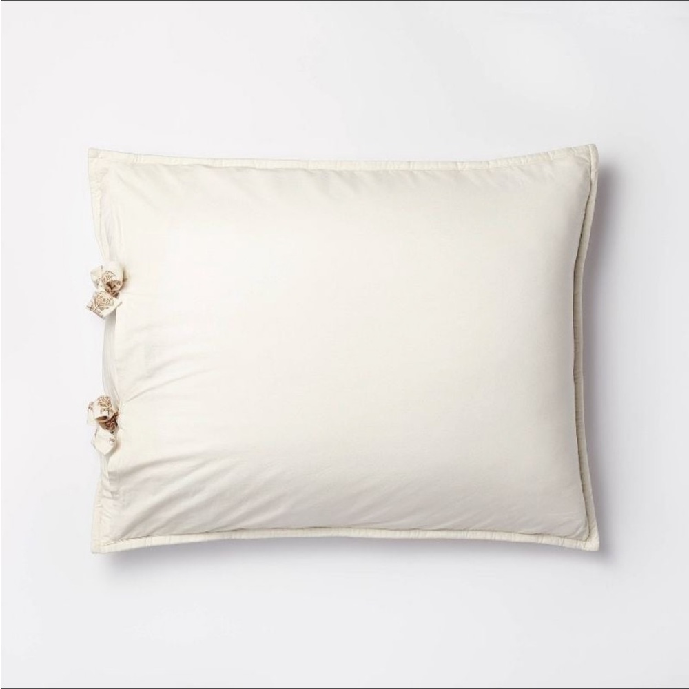 King Lofty Cotton Slub Woodblock Print Floral Quilt Sham- Threshold Studio McGee - Picture 3 of 7